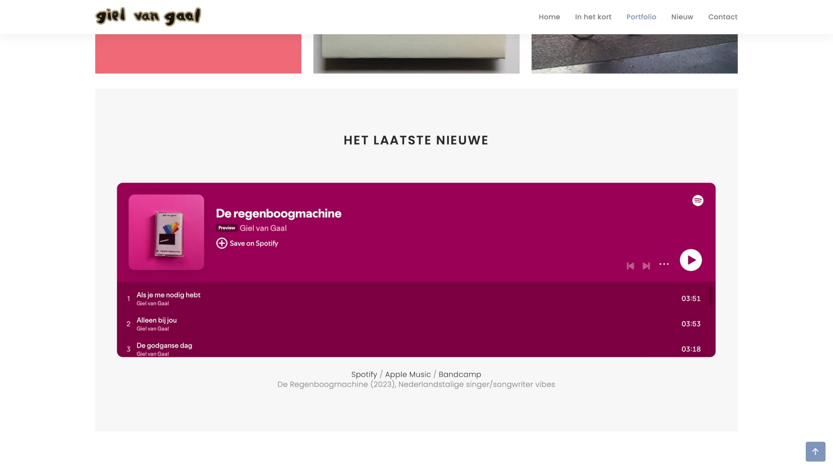 Screenshot, nieuws pagina gielvangaal.nl